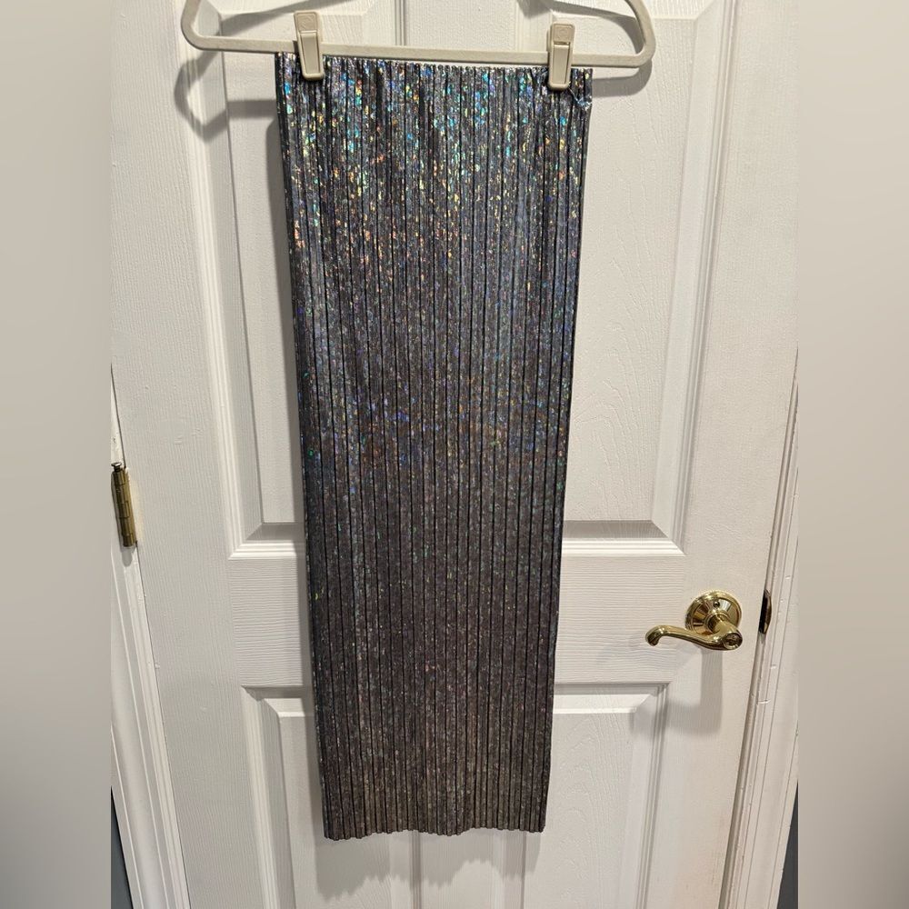Topshop iridescent pleated  midi skirt US size 2 - Picture 3 of 7